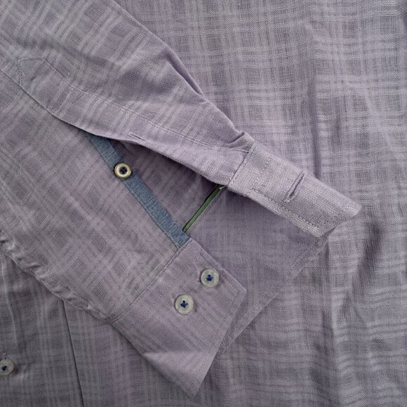 Tommy Bahama Linen Blend Purple Button Up Shirt Men Long Sleeve Large Woven - Picture 11 of 13
